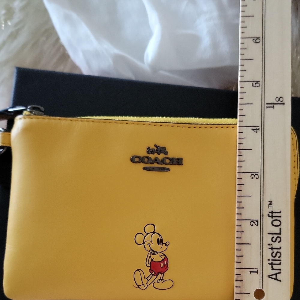 Coach X Disney Limited Edition Yellow Leather Mickey Mouse Wristlet - Picture 14 of 16